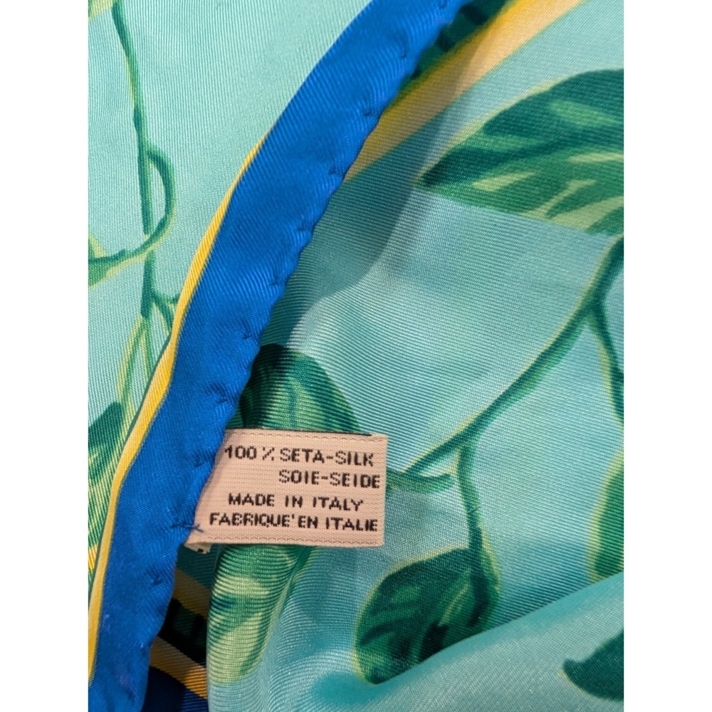 Vintage 100% Silk Scarf Parrots Tropical 34" x 34" Made in Italy - Picture 5 of 6